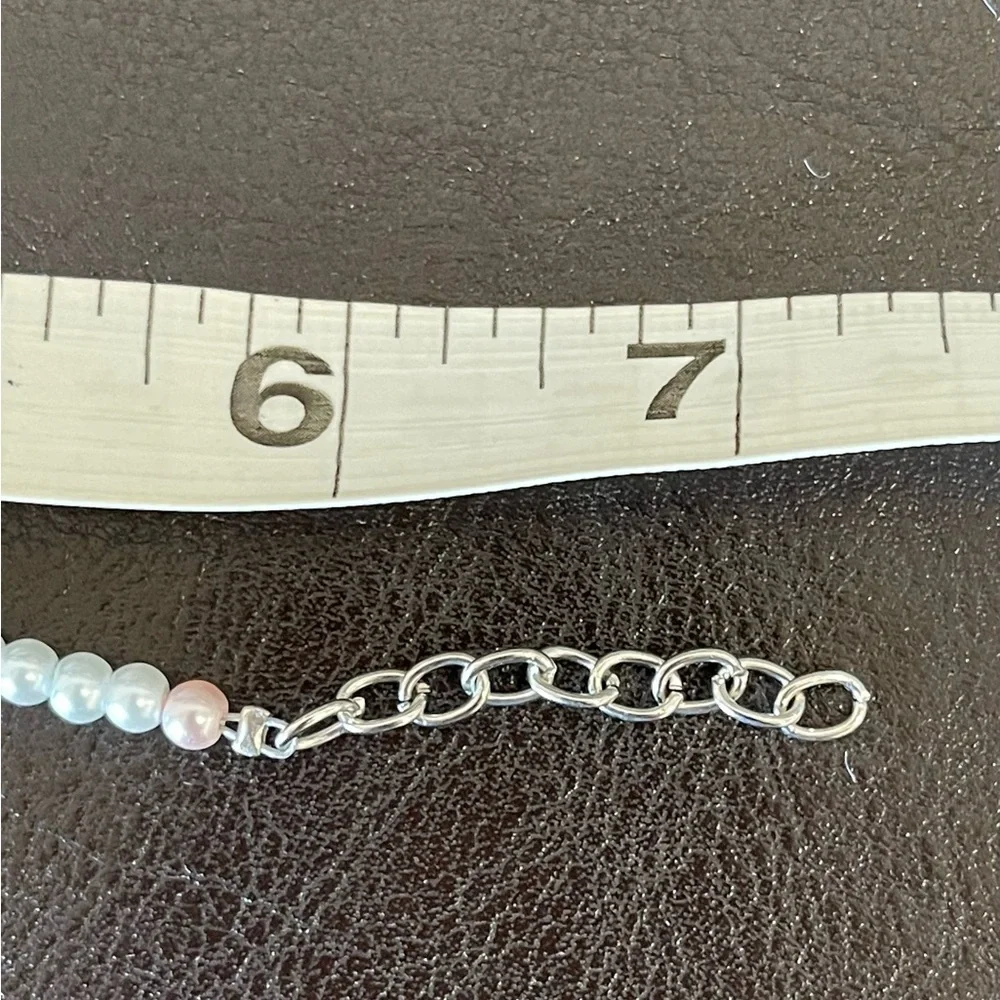 Faux pearl bead First Communion child bracelet with adjustable links